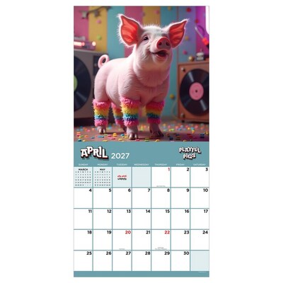 2027 TF Publishing Playful Pigs 11" x 12" Monthly Wall Calendar, Multicolored (27-1023)