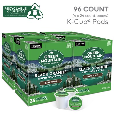 Green Mountain Black Granite Espresso Style Coffee Keurig® K-Cup® Pods, Dark Roast, 96/Carton (5000366650CT)