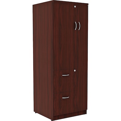 Lorell Essentials Series 65.6 Laminate Tall Storage Cabinet With 2-Drawers, Mahogany (LLR69897)