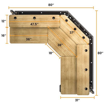 VersaDesk Foundry Bench 80"W Electric Corner Adjustable Standing Desk, Bamboo (FBC8080-BNB-APP )