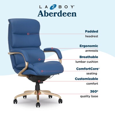 La-Z-Boy Aberdeen Ergonomic Bonded Leather Swivel Executive Chair, Blue (51545-BLU)