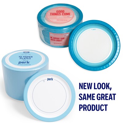 Perk™ Heavy-Weight Paper Plates, 10, Blue/White, 125/Pack (PK54330)