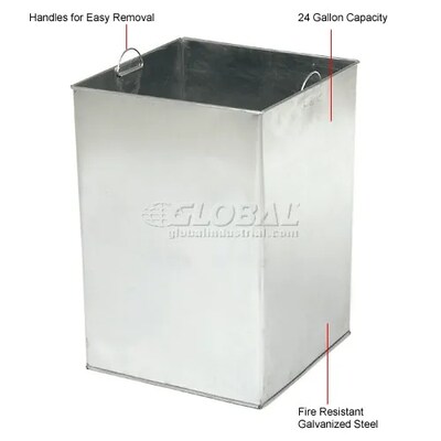 Global Industrial Stone Panel Trash Weather Urn, 24 Gallon Capacity, 17-1/2"W x 17-1/2"D x 36"H, Gray (238241GY)