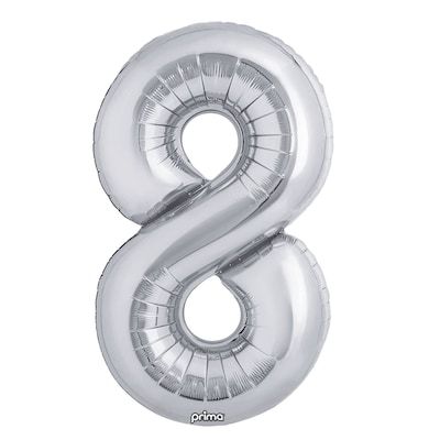 Party City (Air-Filled) 16 #8 Foil Balloon, Silver, 2/Pack (AM60050261-18)