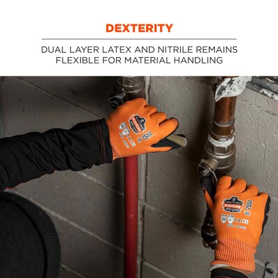 Ergodyne ProFlex 7551 Waterproof Cut-Resistant Winter Work Gloves, ANSI A5, Orange, Medium, 144 Pairs (17993)