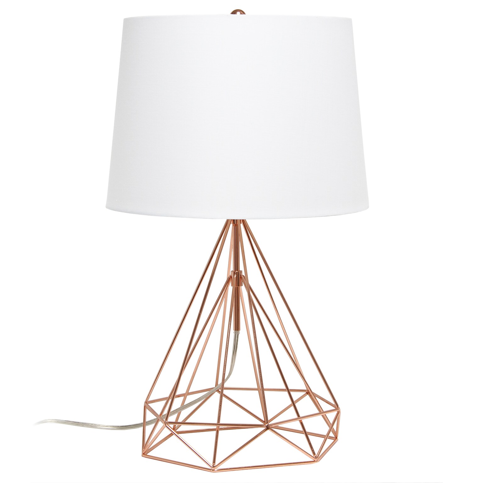 Lalia Home Geometric Wired Table Lamp, Fabric Shade, Rose Gold (LHT-5024-RG)