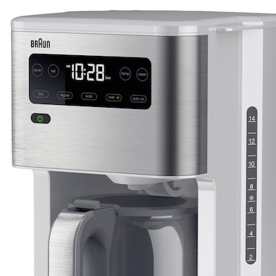 Braun PureFlavor 14-Cup Automatic Drip Coffee Maker, White (KF5650WH)