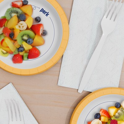 Perk™ Medium-Weight Paper Plates, 6", Yellow/White, 125/Pack (PK54328)