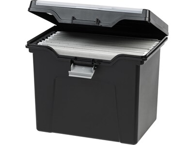 Iris Plastic File Box with Snap Lid, Letter Size, Black (110977)