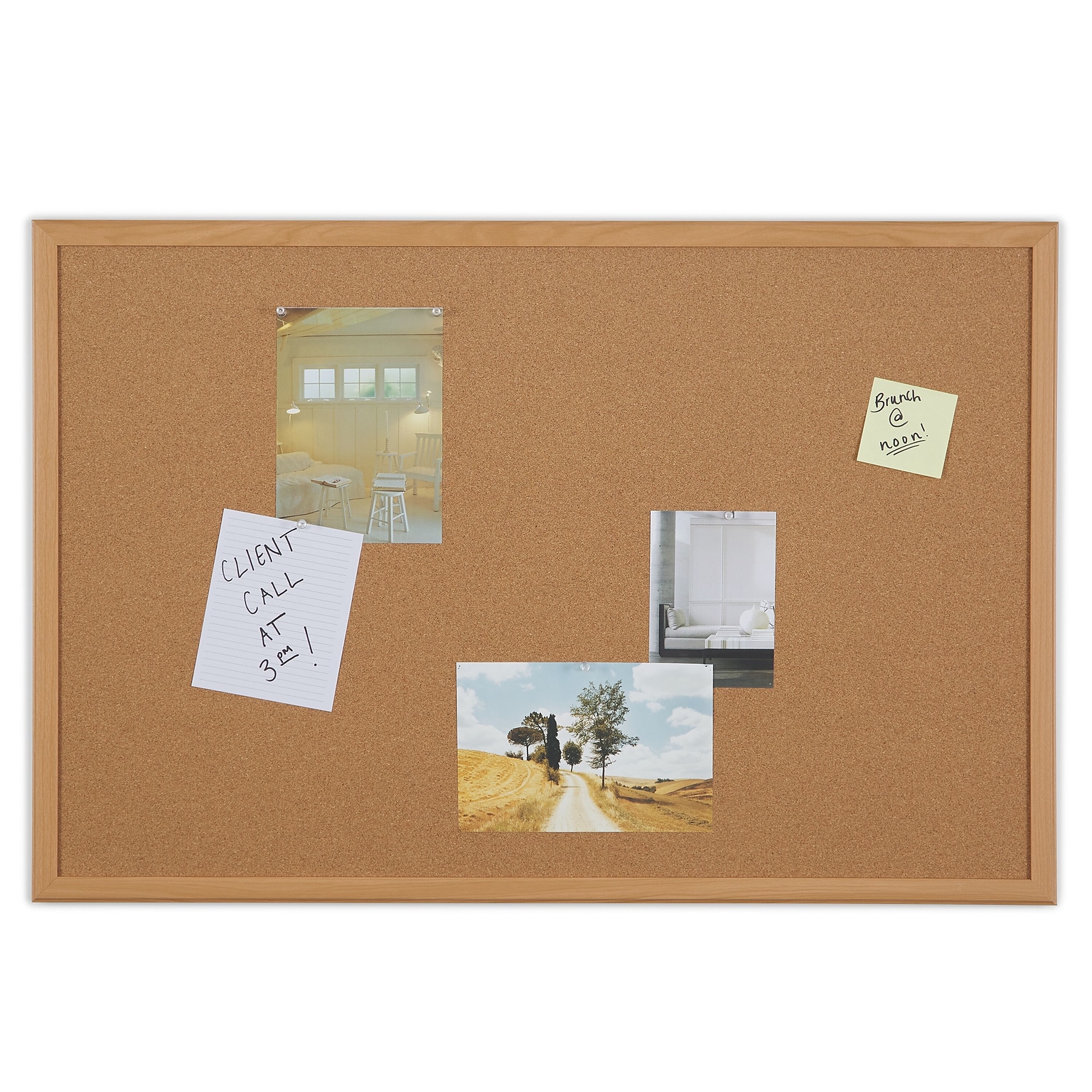 Staples Cork Bulletin Board, Oak Frame, 3W x 2H (28336-CC)