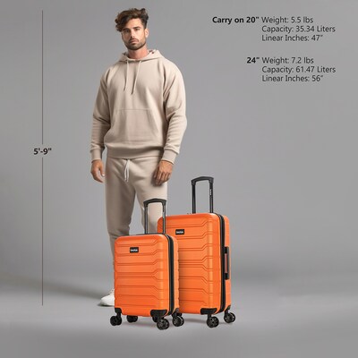 InUSA Trend 2-Piece Hardside Spinner Luggage Set, TSA Checkpoint Friendly, Orange (IUTRE0SM-ORA)
