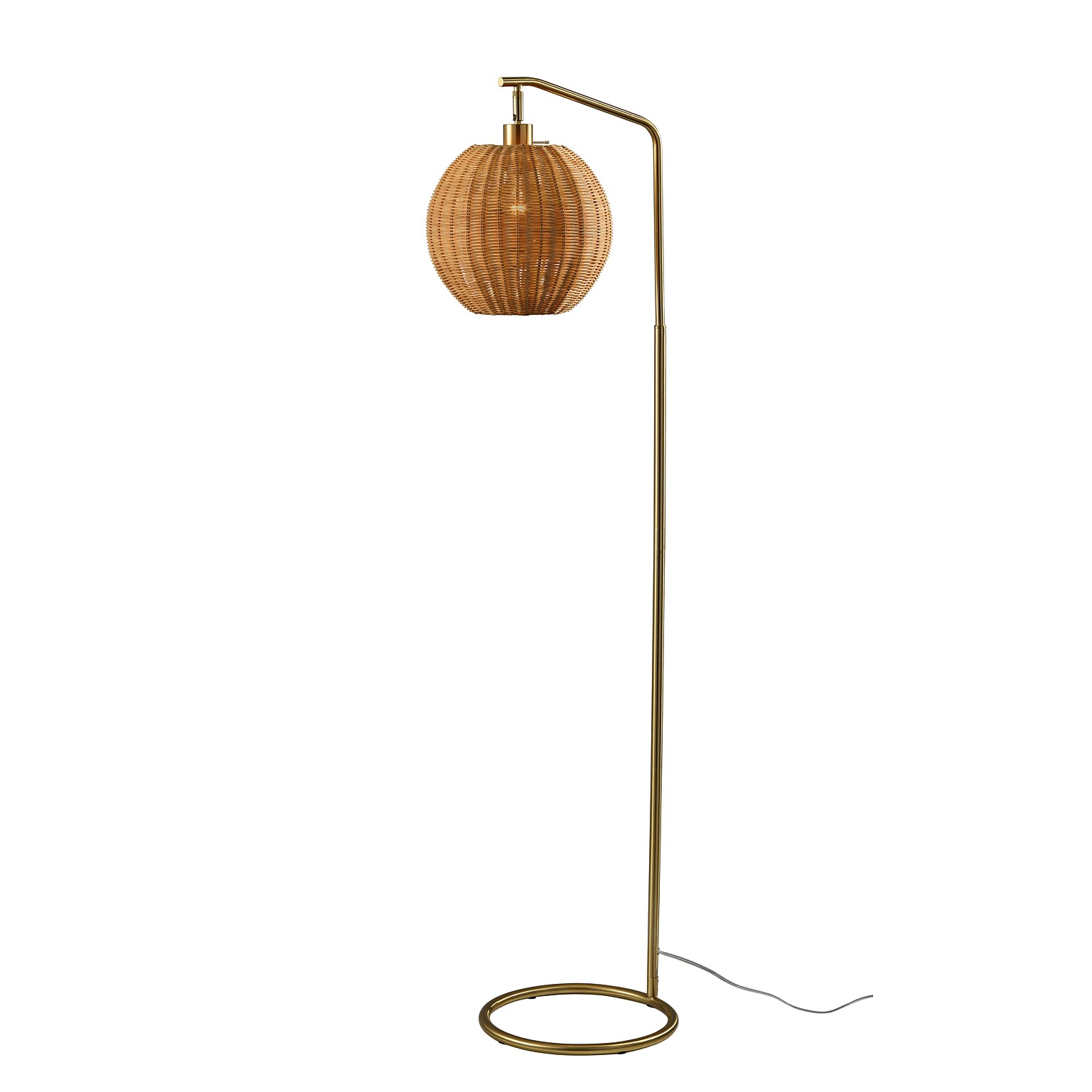 Adesso Maeve 60 Antique Brass Floor Lamp with Round Shade (9407-21)
