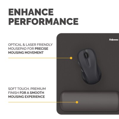 Fellowes Breyta Foam Mouse Pad/Wrist Rest Combo, Black (100145418)