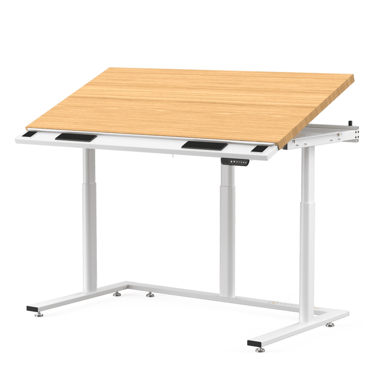 VersaDesk PowerLift Triad 60W Electric Adjustable Drafting Table, Bamboo/White (TRDT-6030-WNB)