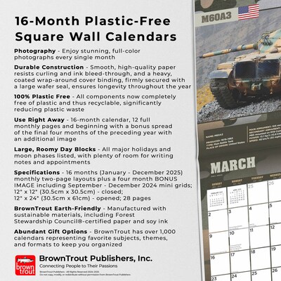2025 BrownTrout Tanks of the World 12" x 12" Monthly Square Wall Calendar (9781975477851)