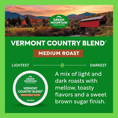 Green Mountain Vermont Country Blend Coffee Keurig® K-Cup® Pods, Medium Roast, 96/Carton (GMT6602CT)