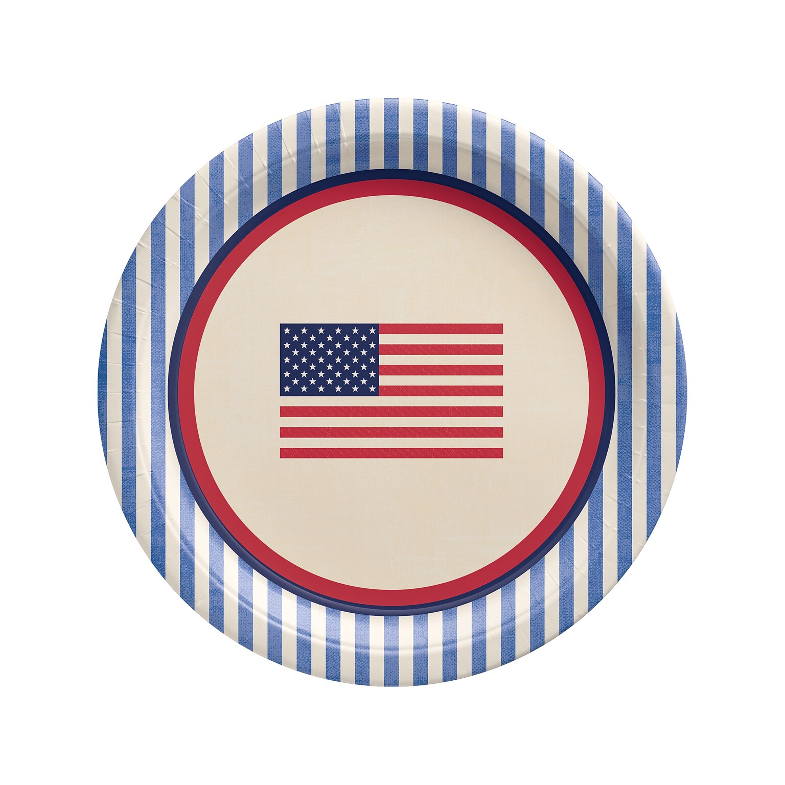 Amscan Americana Stripe Fourth of July Dessert Plate, Multicolor, 8/Pack, 4 Packs/Set (542943)