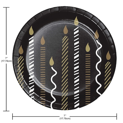 Creative Converting Golden Wishes Dessert Paper Plates, Black/Gold, 32/Pack (DTC365090PLT)