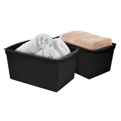 Storex Wide Book Bin, Black, 6/Pack (STX71130U06C)