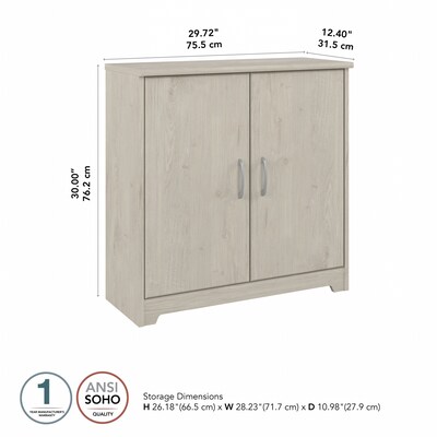 Bush Furniture Cabot 30H Storage Cabinet with 2 Shelves, Linen White Oak (WC31198)