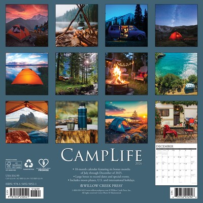 2026 Willow Creek CampLife 12 x 12 Monthly Wall Calendar (50521)