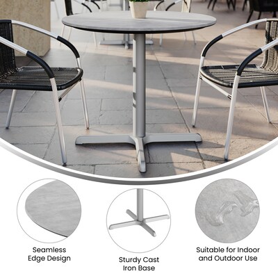 Flash Furniture Acadia 36" Round Wooden Dining Table with X-Base, Gray Faux Concrete/Silver Base (STRD36CGT3030S)