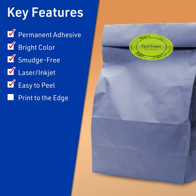 Avery Printable Oval Multipurpose Labels, 1.5 x 2.5, Bright Green, 720/Pack (94051)