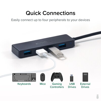 Plugable USB-C to USB Adapter Hub, 4 Port USB 3.0 Hub, USB Splitter for Laptop
