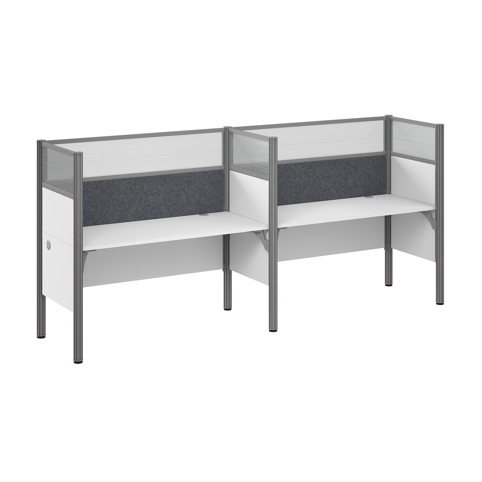 Bush Business Furniture Pro-Biz 55.39H x 125.04W 2 Person In-Line Cubicle Panel Workstation, White (100876DG-17)