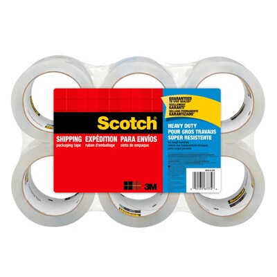 Scotch Heavy-Duty Shipping Packing Tape, 1.88 x 54.6 yds., Clear, 6-Pack (3850-6-ESF)