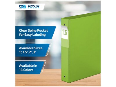 Davis Group Premium Economy 1 1/2" 3-Ring Non-View Binders, Lime Green, 6/Pack (2312-24-06)