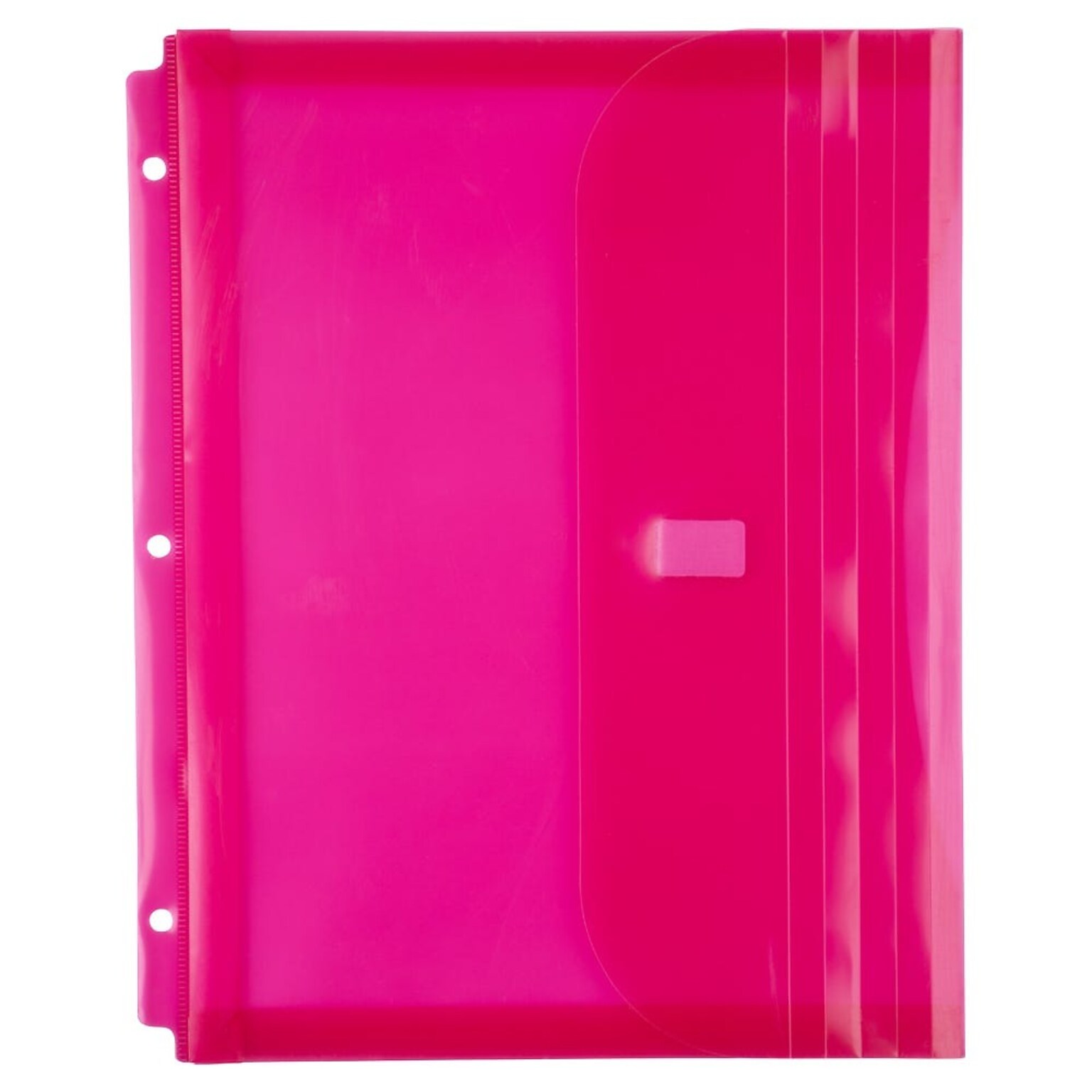 JAM Paper Plastic Binder Pocket, 3-Hole Punched, Pink, 3/Pack (218VB1PIX3)