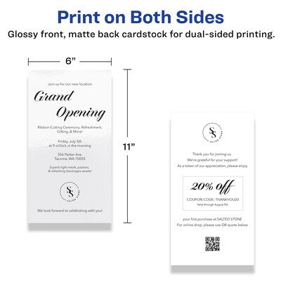Avery Integrated Cards, 6" x 11", Glossy White, 25/Pack (95280)