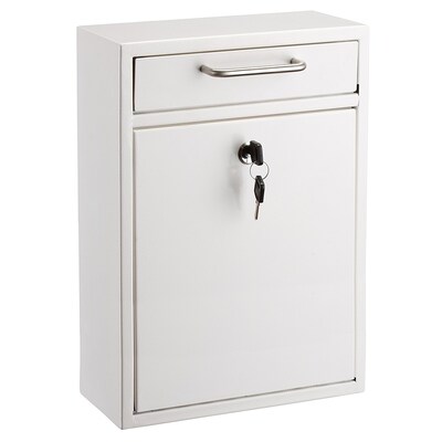 AdirOffice Steel Large Wall Mounted Drop Box Interoffice Mailbox, Key Lock, White (631-04-WHI)