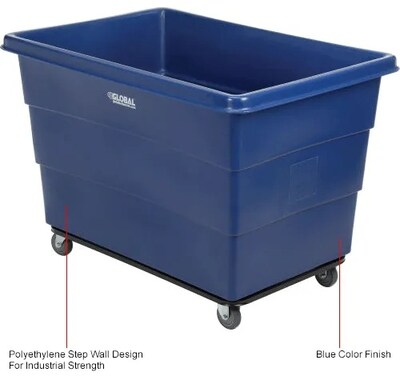 Global Industrial Plastic Bulk Box Truck, 20 Bushel, Steel Chassis Base, Blue (800316)