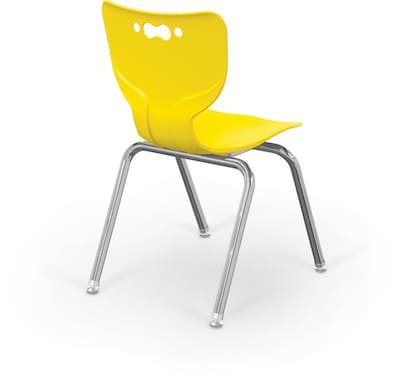 MooreCo 18 Hierarchy Student Chair with 4 Legs, Yellow/Chrome Base (703673611077)