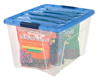 IRIS Stack & Pull 54 Qt. Latch Lid Storage Box, Clear (100242)