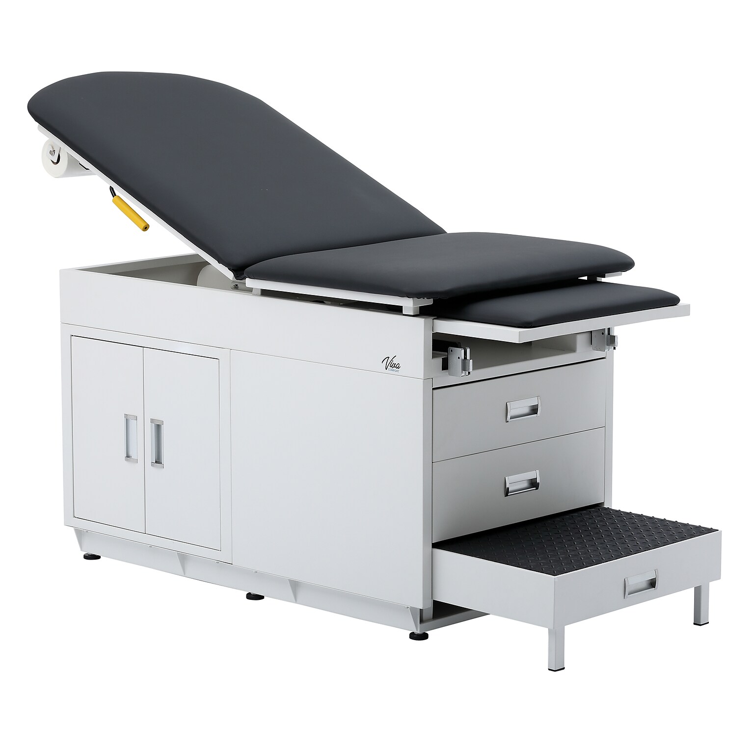 Viva Comfort Power Adjustable Exam Table with Step Stool & Storage, 500 lbs. Capacity, Black (ADI996-09-S-BLK-MK)