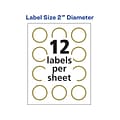 Avery Easy Peel Laser/Inkjet Round Label, 2Dia., Matte White/Gold, 12 Labels/Sheet, 10 Sheets/Pack