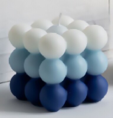 Jeanne Fitz Bubble Cube Candle, Blue