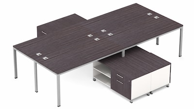 Boss Office Products Simple System 66W Desk with Storage Cabinet, Driftwood, 4/Set (SGSD017-202)