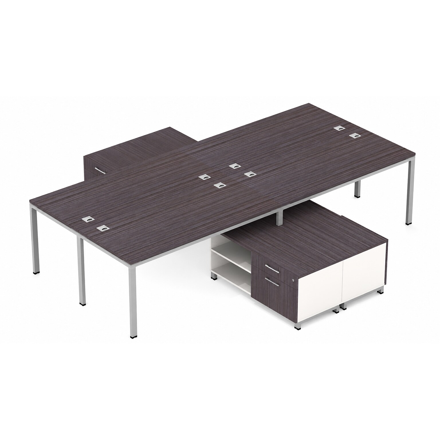 Boss Office Products Simple System 66W Desk with Storage Cabinet, Driftwood, 4/Set (SGSD017-202)