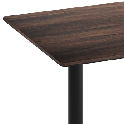 Flash Furniture Acadia Wooden Dining Table with T-Bases, 30"D x 48"W, Dark Brown/Black Base (ST3048WBRT0522B)