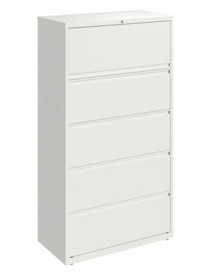 Hirsh HL10000 Series 5-Drawer Lateral File Cabinet, Locking, Letter/Legal, White, 36 (23703)