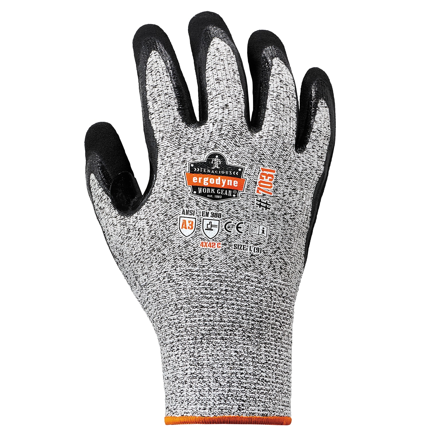 Ergodyne ProFlex 7031 Nitrile Coated Cut-Resistant Gloves, Small, A3 Cut Level, Gray, 144 Pairs (17882)