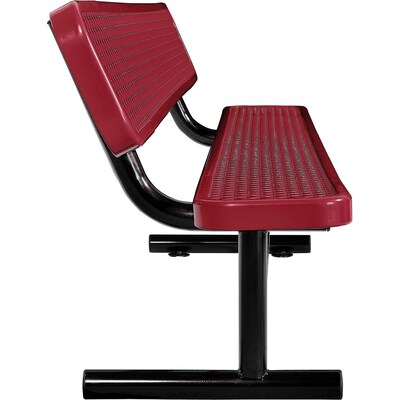 Global Industrial 8' Outdoor Steel Bench w/ Backrest, Expanded Metal, Red (277155RD)