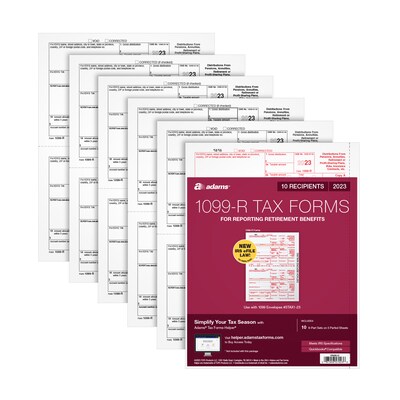 Adams 2023 1099-R Tax Forms, 6-Part, 10/Pack (STAX5R-23)