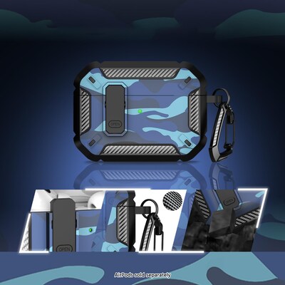 SaharaCase Raider Series Heavy Duty Secure Lock Case for Airpods Pro 3, Shock Absorbing Corners, Camo Blue (HP00222)