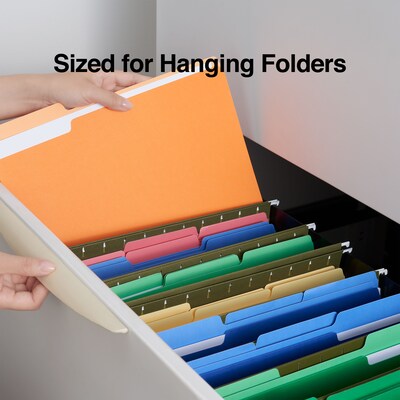 Staples® File Folders, 1/3 Cut Tab, Letter Size, Assorted Colors, 100/Box (TR378995)