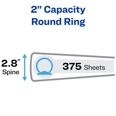 Avery Economy 2" 3-Ring Non-View Binders with Label Holder, Round Ring, Black (04501)